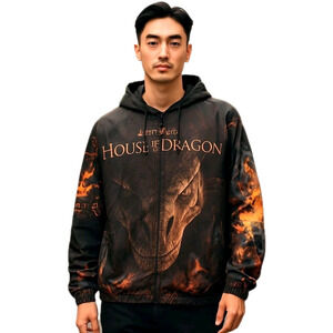 HBO House of the Dragon Game of Thrones Windbreaker Jacket Mens Size L‎ NEW NWOT
